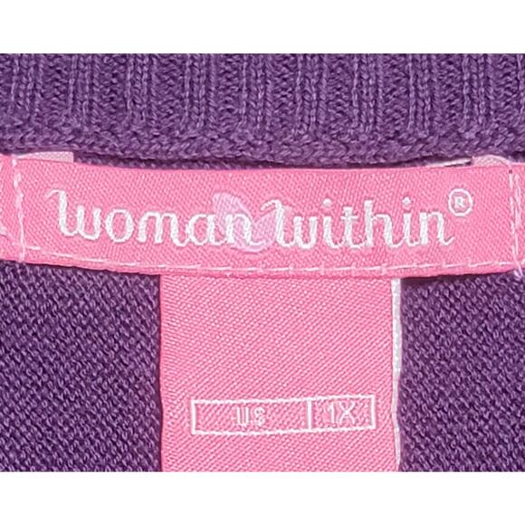 Woman Within Purple Cropped Short Batwing Sleeves Cardigan 1X New Without Tags - Picture 4 of 5